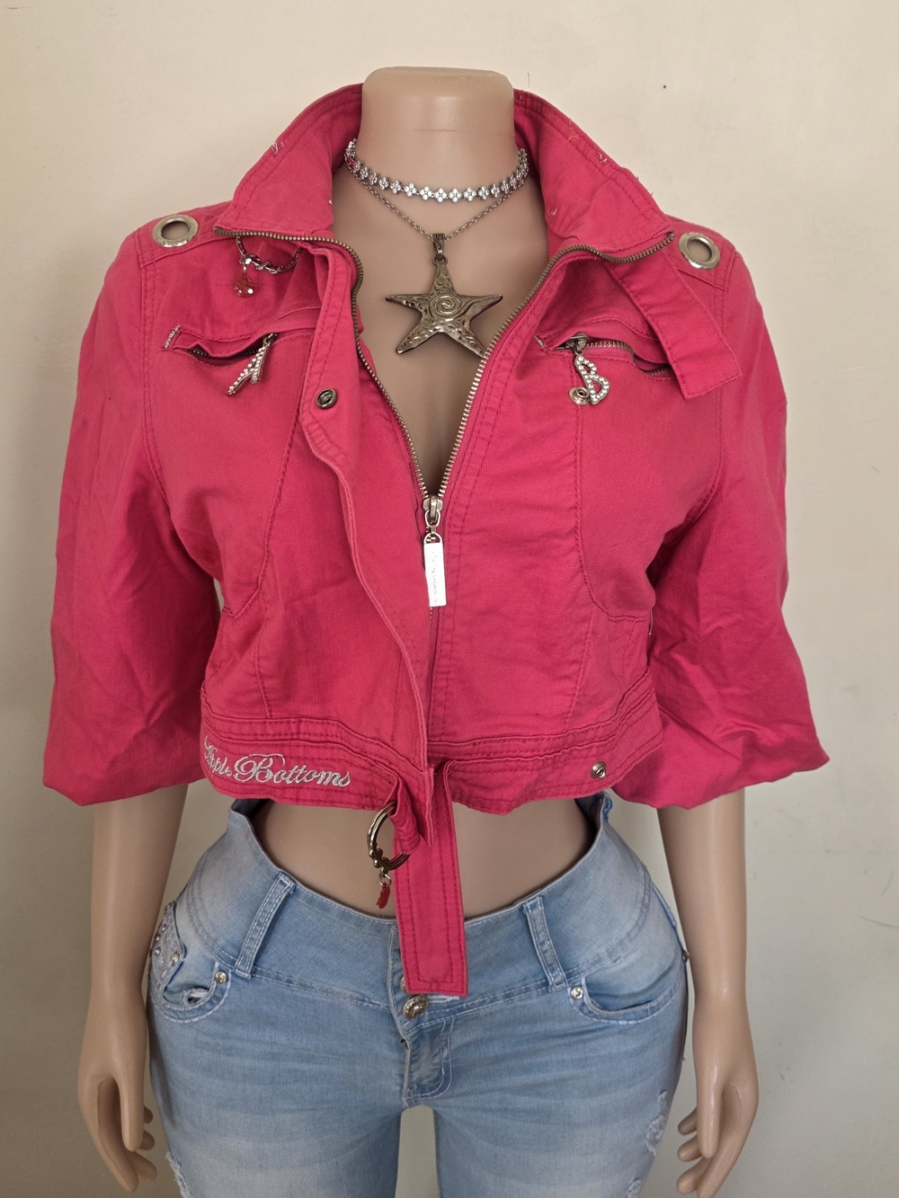 Apple Bottoms Pink Cropped Zip Jacket